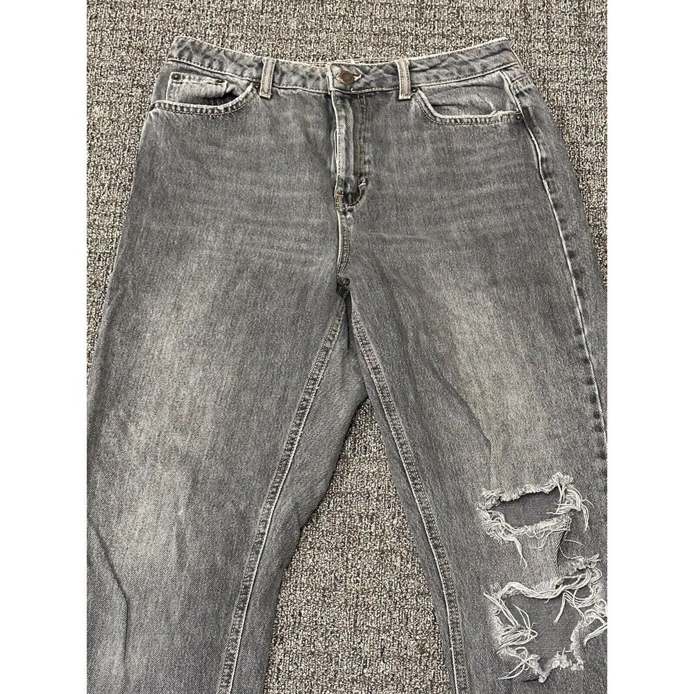 Topshop Mom Jeans Women's‎ Size 30 to 32 Black Denim Distressed